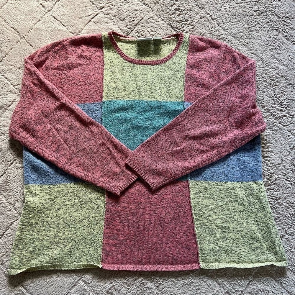 Vtg CJ Banks Wool Blend Color Block Sweater Preppy Cottage Coastal Grandma Sz 1X